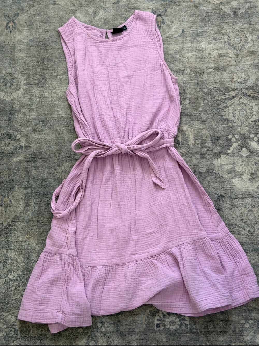 GAP Lavender Pink Sleeveless Gauze Dress with Tie Waist